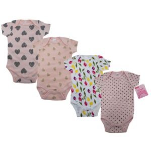 Printed Short Sleeved Bodysuit in Baby Girl Vests sold by Little'Uns Retail Ltd