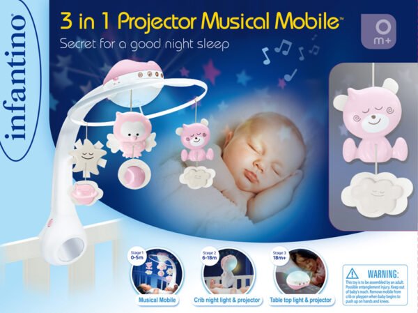3 In 1 - Musical Mobile Projector - Pink