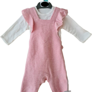 Pink Knitted Dungaree Set in Baby Girls Outfits sold by Little'Uns Retail Ltd