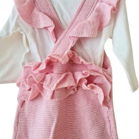 Pink Knitted Dungaree Set in Baby Girls Outfits sold by Little'Uns Retail Ltd