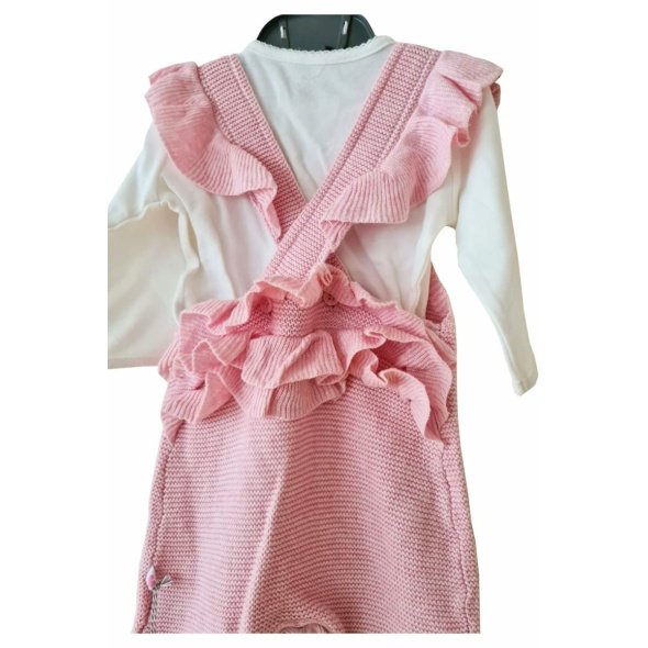 Pink Knitted Dungaree Set in Baby Girls Outfits sold by Little'Uns Retail Ltd