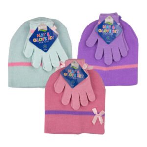 Girls Beanie hat and gloves set in Girls Outerwear sold by Little'Uns Retail Ltd