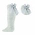 Grey Ribbed Knee Length Bow Sock @ Little'Uns Retail Ltd