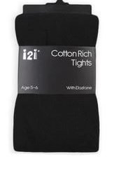 Girls Plain Black Cotton Rich Tights @ Little'Uns Retail Ltd