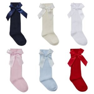 Baby Cable Knee High Bow Socks @ Little'Uns Retail Ltd