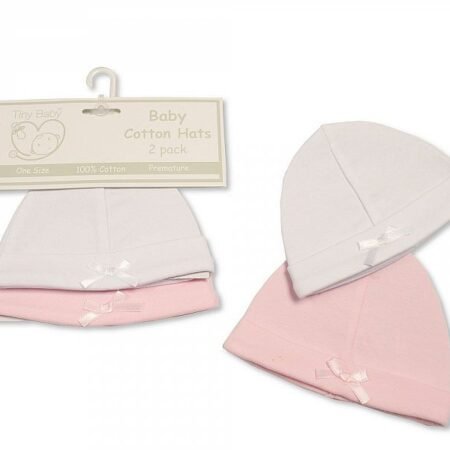 Premature Baby 2PK Girls Hat with Bow @ Little'Uns Retail Ltd