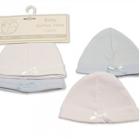 Premature Baby Boys 2PK Hat with Bow @ Little'Uns Retail Ltd