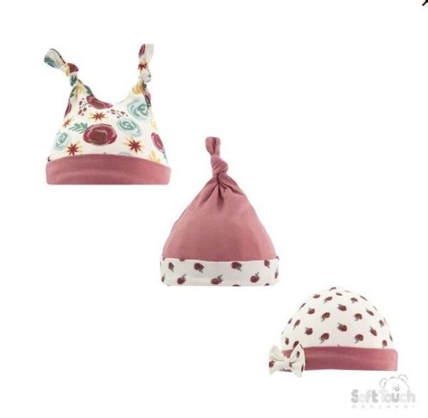 3 Pack Hats – (Floral, Plum) @ Little'Uns Retail Ltd