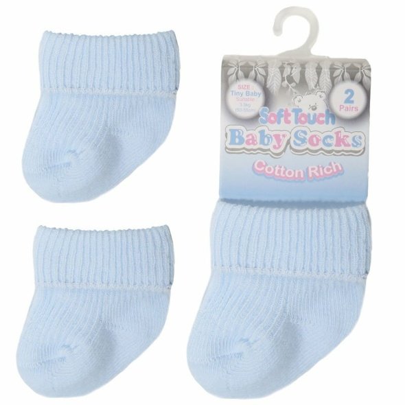 2 PACK PREMATURE BLUE TURNOVER SOCKS @ Little'Uns Retail Ltd