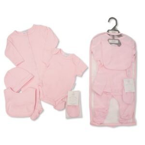 Baby Plain Pink 5 Piece Net Bag Gift Set @ Little'Uns Retail Ltd