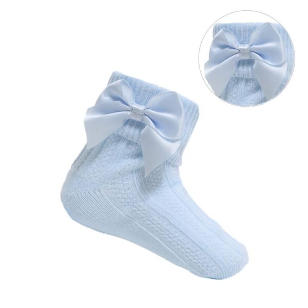 BLUE ANKLE SOCKS W/LARGE BOW @ Little'Uns Retail Ltd