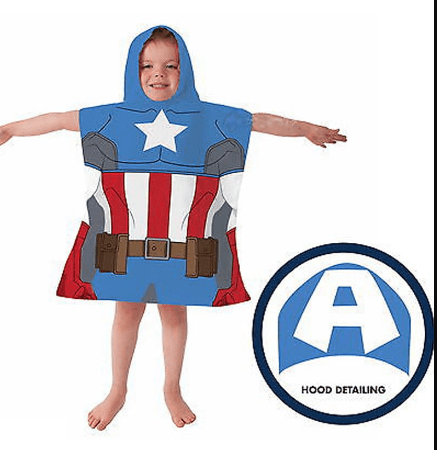 Captain America Hooded Poncho Towel @ Little'Uns Retail Ltd