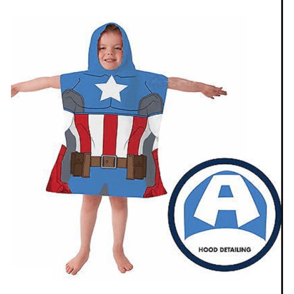 Captain America Hooded Poncho Towel @ Little'Uns Retail Ltd