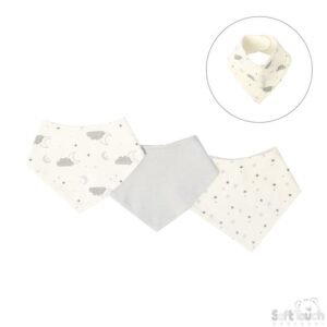 3pk Cloud Stars Bandana Bib @ Little'Uns Retail Ltd