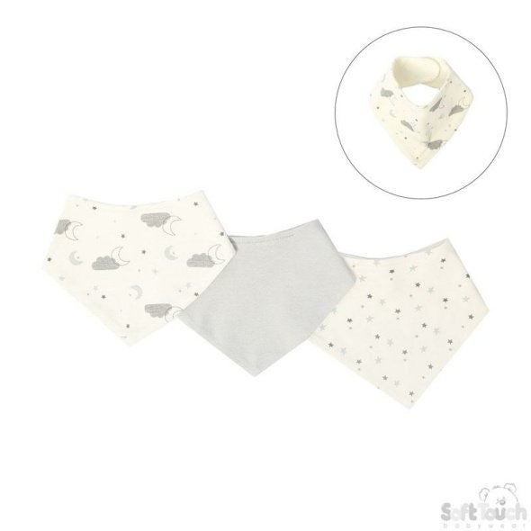 3pk Cloud Stars Bandana Bib @ Little'Uns Retail Ltd