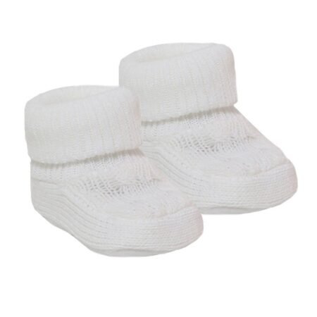 WHITE ACRYLIC TURNOVER BABY BOOTEES @ Little'Uns Retail Ltd