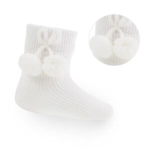 Cream Pom Pom Ankle Socks @ Little'Uns Retail Ltd