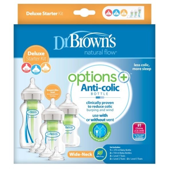 Dr Brown’s Options+ Wide Neck Deluxe Starter Kit @ Little'Uns Retail Ltd