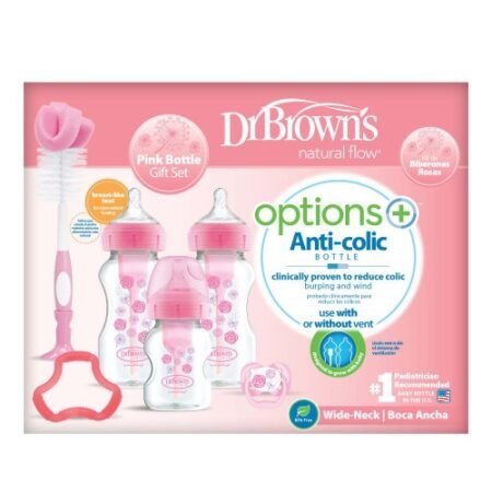 Dr Brown’s Options+ Gift Set Wide Neck Pink @ Little'Uns Retail Ltd