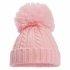Pink Cable Knit Hat PomPom