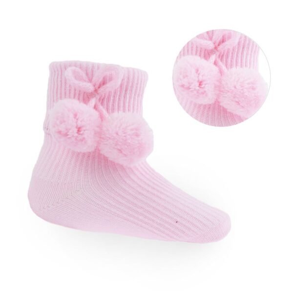 Pink Pom Pom Ankle Socks @ Little'Uns Retail Ltd