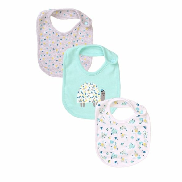 3 Pack Printed Bibs-snail @ Little'Uns Retail Ltd