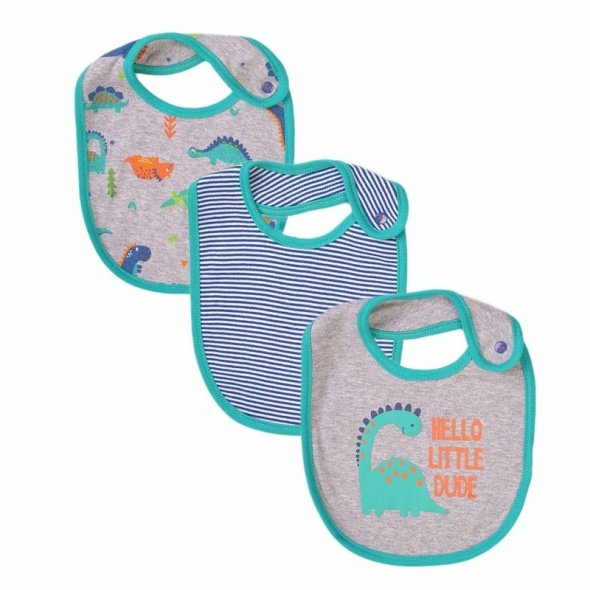 Dino 3 Pack Printed Bibs @ Little'Uns Retail Ltd