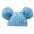 Blue ‘Chevron’ Knit Double Pom Pom Hat w/Cotton Lining