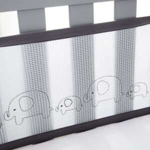 Breathable Mesh Liner Embroidered Elephant Cot Bumper @ Little'Uns Retail Ltd