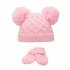 Blue Diamond Knit Pom-pom Hat & Mitten Set (0-6m)