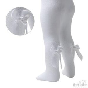 Baby Tights W/Bow – White @ Little'Uns Retail Ltd