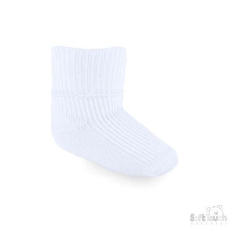 White  Plain Turnover Socks @ Little'Uns Retail Ltd