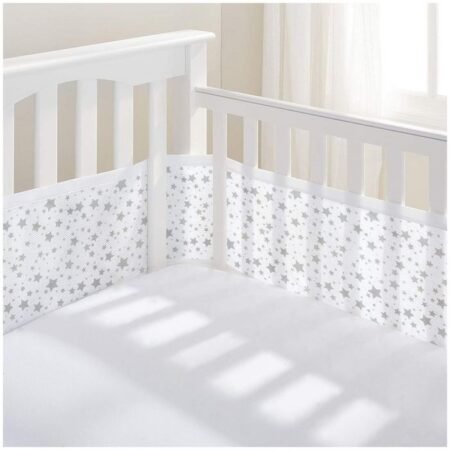 Breathable Baby Mesh Crib Liner Twinkle Grey Star @ Little'Uns Retail Ltd