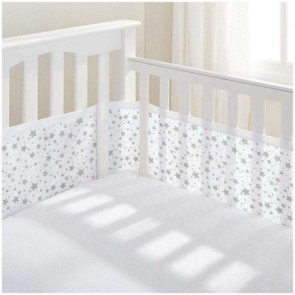 Breathable Baby Mesh Crib Liner Twinkle Grey Star @ Little'Uns Retail Ltd