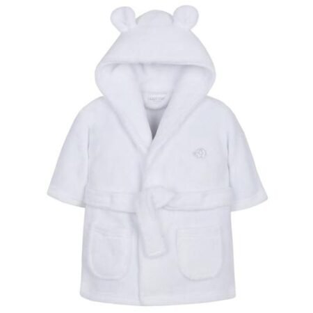 White Super Soft Hooded Dressing Gown 0-6m @ Little'Uns Retail Ltd