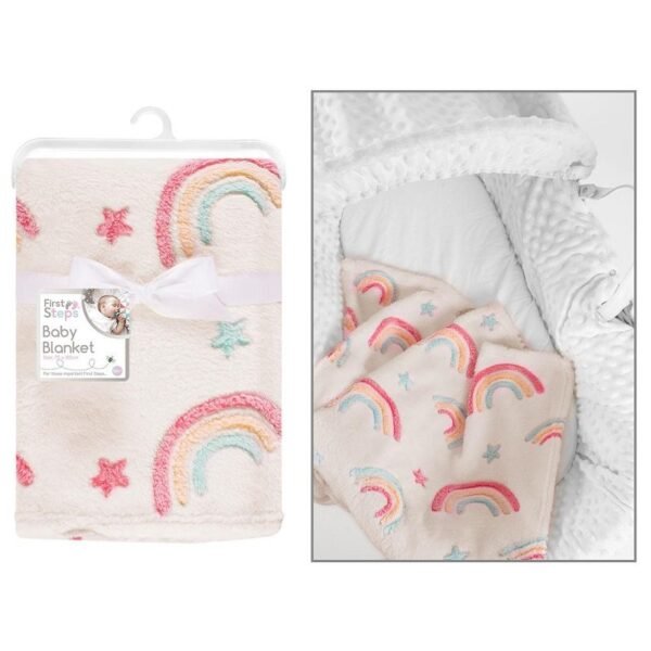 Supersoft Rainbow Fleece Baby Blanket @ Little'Uns Retail Ltd