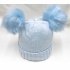 Sky Plain Knitted Hat with Double Pom Pom (2-4 Years)