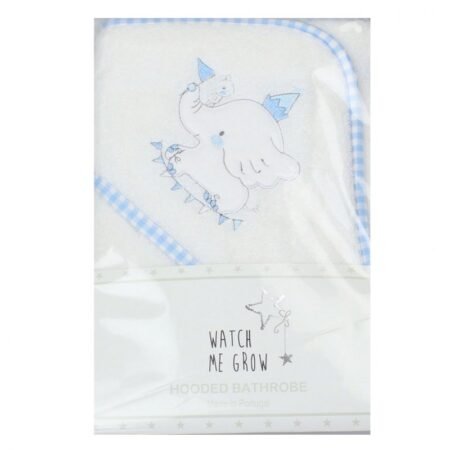 Baby White/blue Elephant Hooded Towel/robe @ Little'Uns Retail Ltd