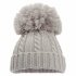 Grey Cable Knit Hat W/pom 0-12m @ Little'Uns Retail Ltd
