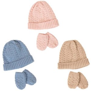 Babies Knitted Hat And Matching Mittens @ Little'Uns Retail Ltd