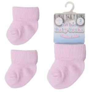Pink 2 Pack Premature Turnover Socks @ Little'Uns Retail Ltd