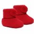 Red Acrylic Pom Pom Baby Bootees @ Little'Uns Retail Ltd