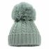 Sage Green Cable Knit Hat W/pom Poms (0-12m) @ Little'Uns Retail Ltd