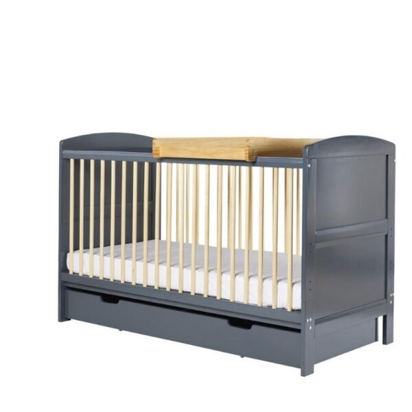 Coleby Scandi Classic Cot Bed, Under Drawer and Cot Top Changer – Grey, Without Mattress @ Little'Uns Retail Ltd