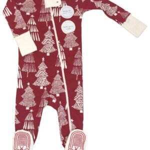 Red Christmas Tree Cream Collar Babygrow. @ Little'Uns Retail Ltd