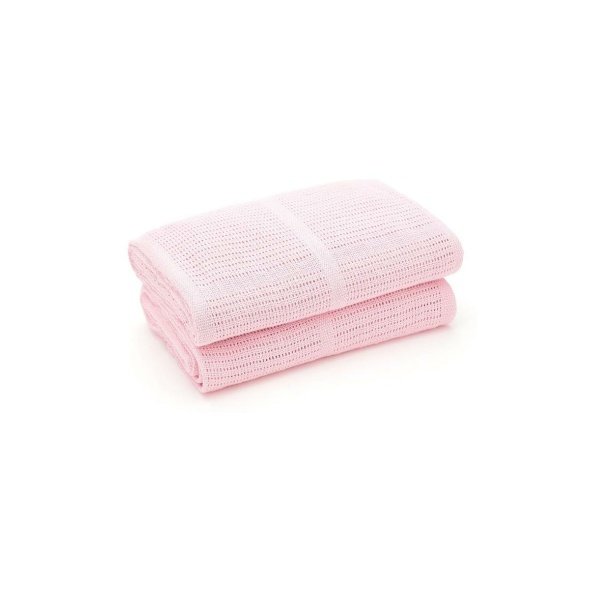 Pink Cot/Cot Bed Cellular Cotton Blanket @ Little'Uns Retail Ltd