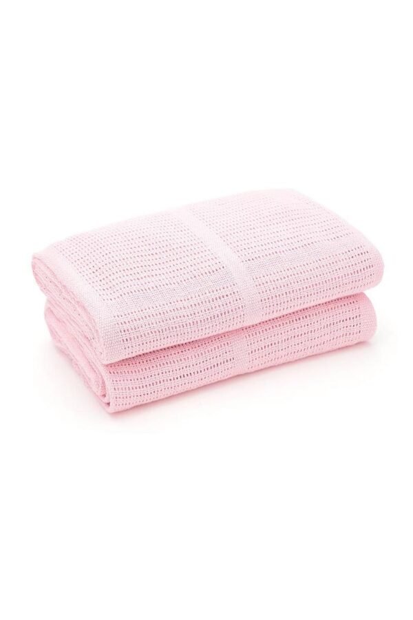 Pink Cot/Cot Bed Cellular Cotton Blanket @ Little'Uns Retail Ltd