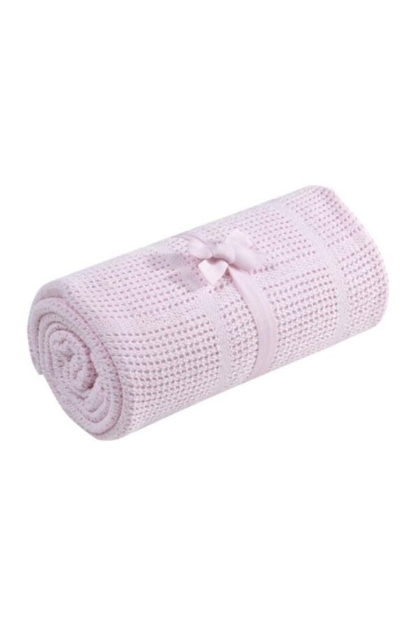 Pink Cot/Cot Bed Cellular Cotton Blanket @ Little'Uns Retail Ltd