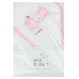 Baby Pink Hippo Hooded Towel/robe @ Little'Uns Retail Ltd