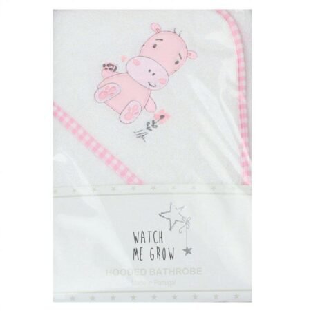 Baby Pink Hippo Hooded Towel/robe @ Little'Uns Retail Ltd